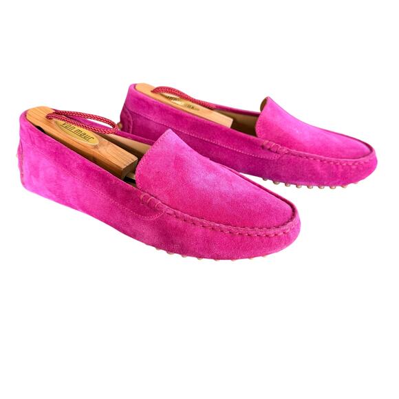 M. Gemi Felize Pink Suede Leather Slip-on Moccasins Flat Sz 38 Italian Handmade - Picture 3 of 16